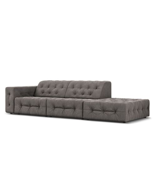 Canapé Droit Velours Aldo 3 Places gris clair - 262x102x70 cm