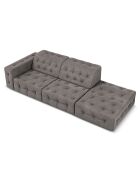 Canapé Droit Velours Aldo 3 Places gris clair - 262x102x70 cm