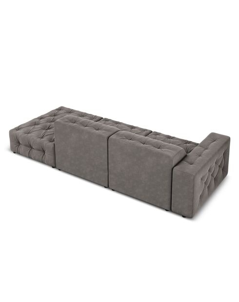 Canapé Droit Velours Aldo 3 Places gris clair - 262x102x70 cm