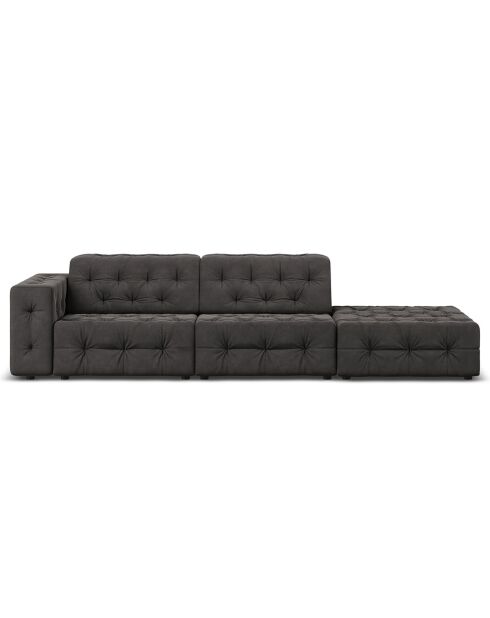 Canapé Droit Velours Aldo 3 Places gris foncé - 262x102x70 cm