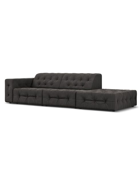 Canapé Droit Velours Aldo 3 Places gris foncé - 262x102x70 cm