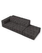 Canapé Droit Velours Aldo 3 Places gris foncé - 262x102x70 cm
