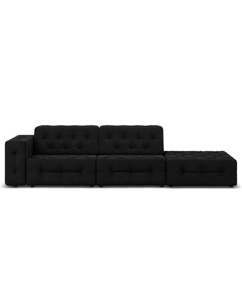Canapé Droit Velours Aldo 3 Places noir - 262x102x70 cm