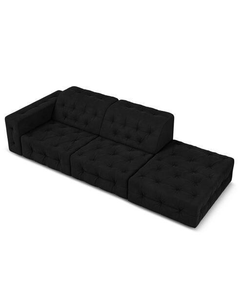 Canapé Droit Velours Aldo 3 Places noir - 262x102x70 cm