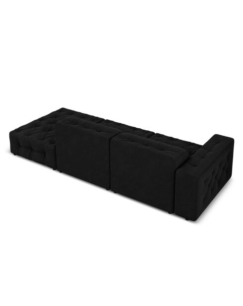 Canapé Droit Velours Aldo 3 Places noir - 262x102x70 cm