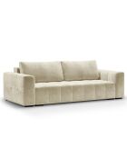 Canapé Velours Convertible Avec Coffre Luca 3 Places beige clair - 250x105x87 cm