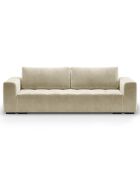 Canapé Velours Convertible Avec Coffre Luca 3 Places beige clair - 250x105x87 cm