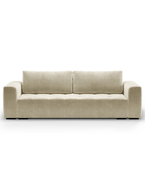 Canapé Velours Convertible Avec Coffre Luca 3 Places beige clair - 250x105x87 cm