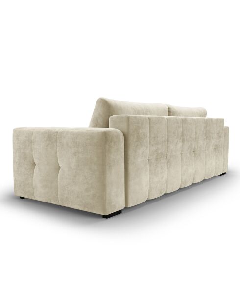 Canapé Velours Convertible Avec Coffre Luca 3 Places beige clair - 250x105x87 cm