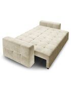 Canapé Velours Convertible Avec Coffre Luca 3 Places beige clair - 250x105x87 cm