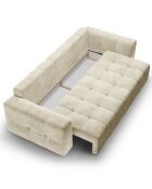 Canapé Velours Convertible Avec Coffre Luca 3 Places beige clair - 250x105x87 cm