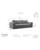 Canapé Velours Convertible Avec Coffre Luca 3 Places beige clair - 250x105x87 cm