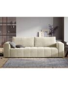 Canapé Velours Convertible Avec Coffre Luca 3 Places beige clair - 250x105x87 cm