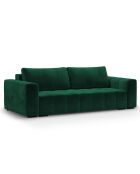 Canapé Velours Convertible Avec Coffre Luca 3 Places vert bouteille - 250x105x87 cm