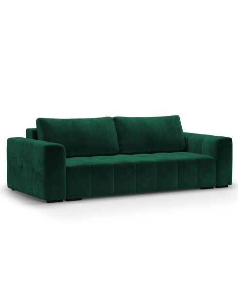 Canapé Velours Convertible Avec Coffre Luca 3 Places vert bouteille - 250x105x87 cm