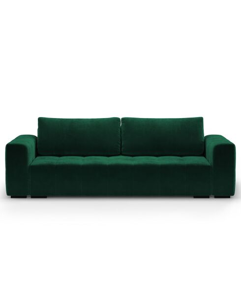 Canapé Velours Convertible Avec Coffre Luca 3 Places vert bouteille - 250x105x87 cm