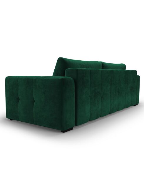 Canapé Velours Convertible Avec Coffre Luca 3 Places vert bouteille - 250x105x87 cm
