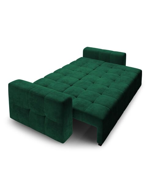 Canapé Velours Convertible Avec Coffre Luca 3 Places vert bouteille - 250x105x87 cm