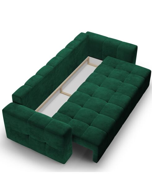 Canapé Velours Convertible Avec Coffre Luca 3 Places vert bouteille - 250x105x87 cm