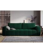 Canapé Velours Convertible Avec Coffre Luca 3 Places vert bouteille - 250x105x87 cm