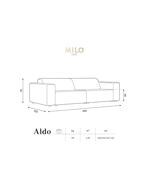 Canapé Velours Aldo 4 Places gris foncé - 244x102x70 cm