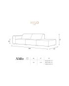 Canapé Droit Velours Aldo 3 Places beige clair - 262x102x70 cm