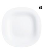 6 Assiettes plates en Grès Carine blanches - D.19.6 cm