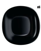 6 Assiettes plates Carine noires - 19.6x21 cm
