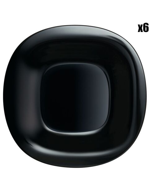 6 Assiettes plates Carine noires - 27x28.8 cm