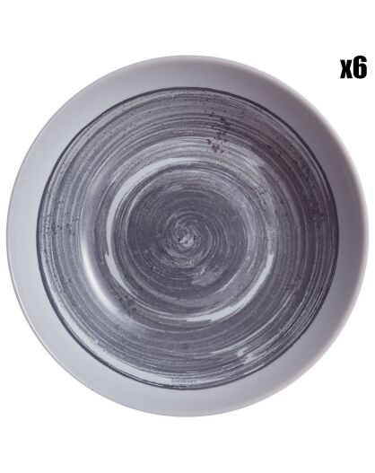 6 Assiettes creuses Artist grises - D.20 cm