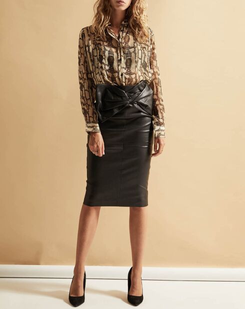 Jupe en Cuir d'Agneau Jeane noire