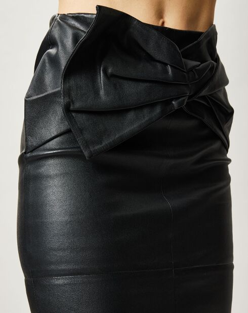 Jupe en Cuir d'Agneau Jeane noire