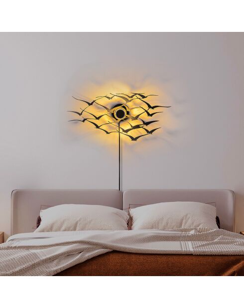 Flying Birds schwarze Wandleuchte - 60x27x9 cm