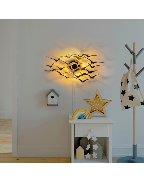 Flying Birds schwarze Wandleuchte - 60x27x9 cm