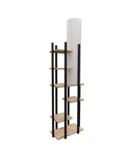 Lampada da terra Vogue con ripiano nero/bianco/naturale - 45x25x160 cm
