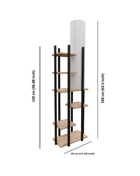 Lampada da terra Vogue con ripiano nero/bianco/naturale - 45x25x160 cm