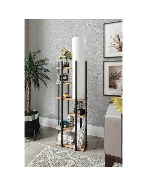 Lampada da terra Vogue con ripiano nero/bianco/naturale - 45x25x160 cm
