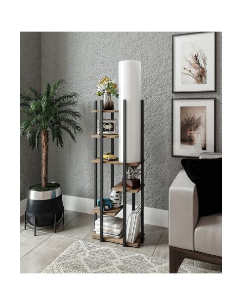 Lampada da terra Vogue con ripiano nero/bianco/naturale - 45x25x160 cm