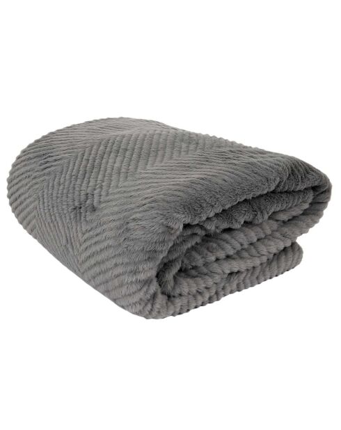 Plaid imitation fourrure sherpa gris - 140x200 cm