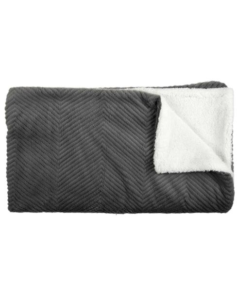 Plaid imitation fourrure sherpa gris - 140x200 cm