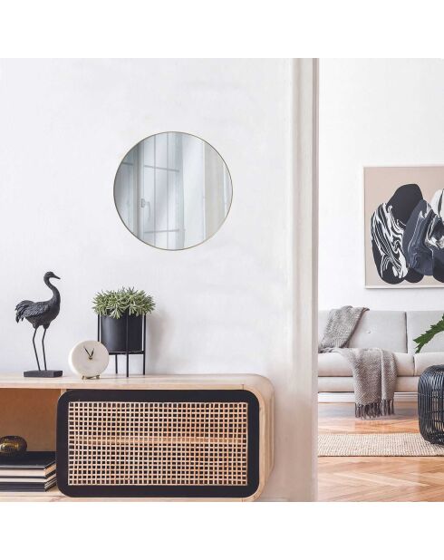 Miroir extra plat rond doré - D.55 cm