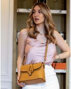 Sac bandoulière en Cuir Ella camel - 24.5x17x9 cm