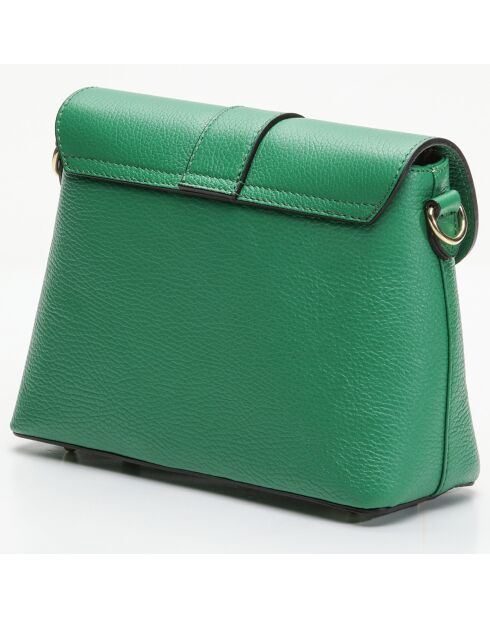 Schultertasche Ella aus grünem Leder - 24,5x17x9 cm