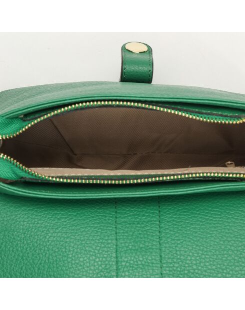 Schultertasche Ella aus grünem Leder - 24,5x17x9 cm