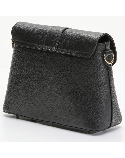 Zwarte Ella leren schoudertas - 24,5x17x9 cm