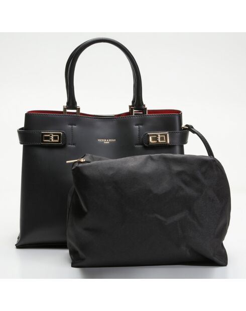 Zwarte Lorie leren handtas - 34,5x14x26 cm