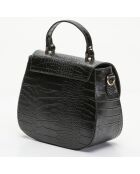 Schwarze Mina Croco Lederhandtasche - 24x19x10,5 cm