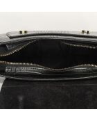 Schwarze Mina Croco Lederhandtasche - 24x19x10,5 cm