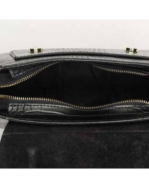 Schwarze Mina Croco Lederhandtasche - 24x19x10,5 cm