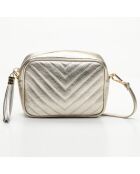 Sac bandoulière en Cuir Nat doré métallique - 20x15x6 cm